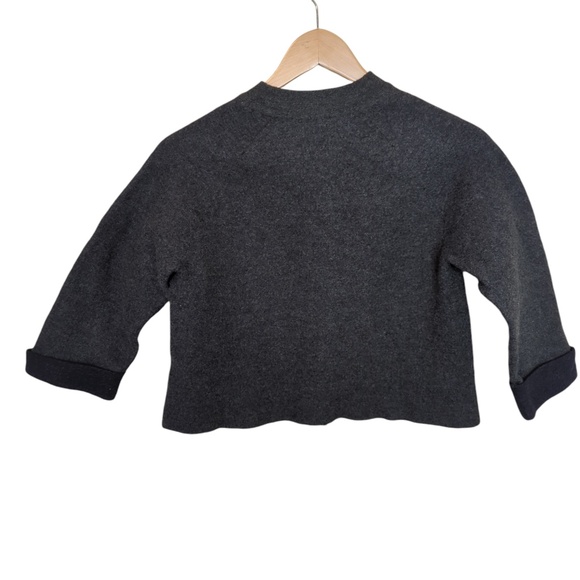 COS Grey Wool Blend Boiled Wool Cropped Sweater Jacket Stand Collar - Picture 11 of 13